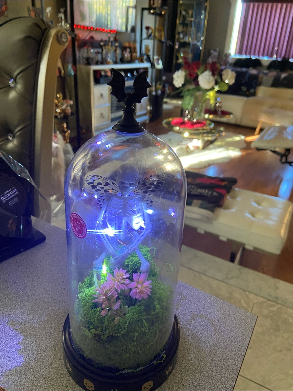 LED Glass Dome Fairy Skeleton Terrarium - Pink & Green